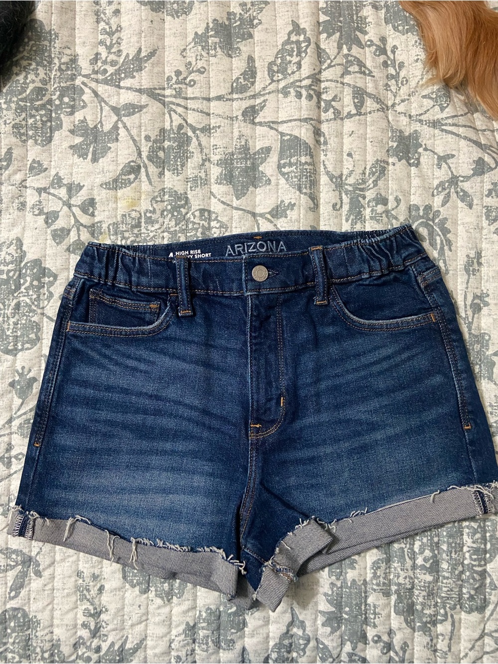 Arizona Jean Company Dark Indigo High-Rise Rolled Hem Denim Shorts